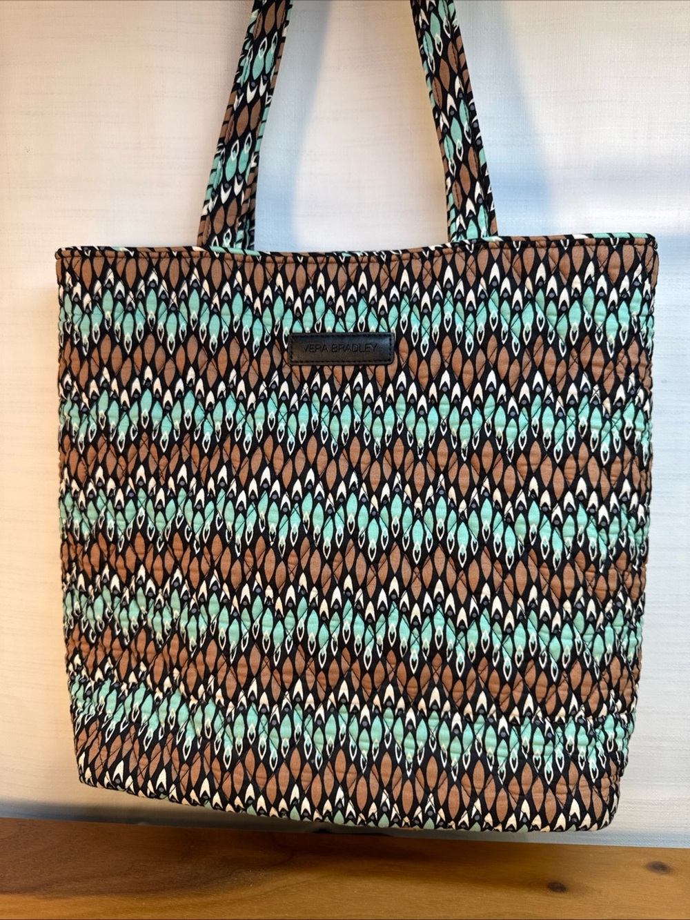Vera Bradley Quilted "Sierra Stream" Medium Tote Shoulder Handbag Aqua Teal Mint